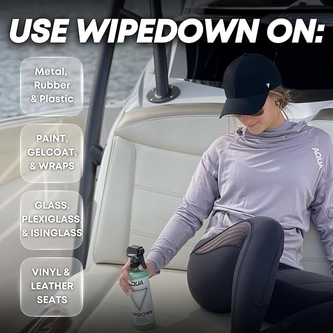 WIPEDOWN 3-in-1 Ceramic Waterless Wash & Quick Detailer | Boat Cleaner | Marine UV Protection, Long-Lasting, High-Gloss | Boats, RVs, Cars | Extend Wax, Coatings, & Sealants | Made in USA