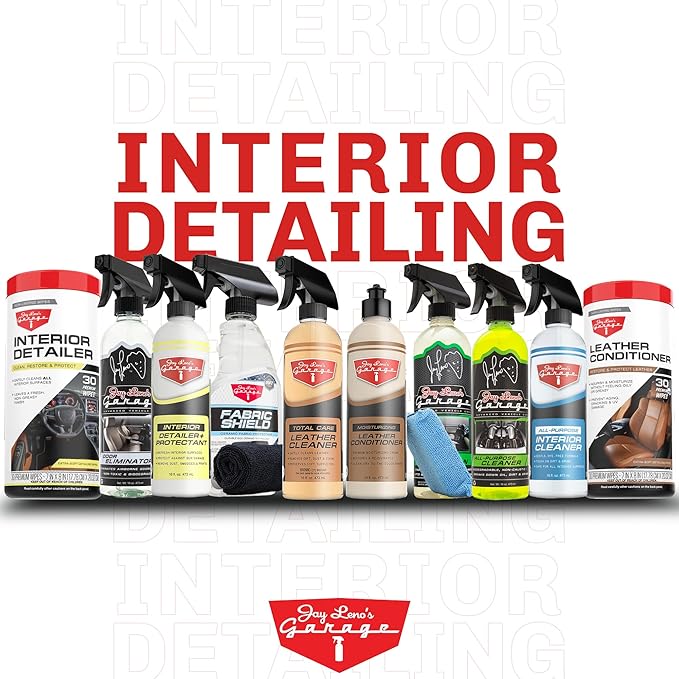 Jay Leno's Garage Leather Cleaner and Conditioner for Car Interior – Advanced Car Seat Leather Cleaner and Conditioner, Auto Leather Care Kit for Interior Detailing and Upholstery Cleaning