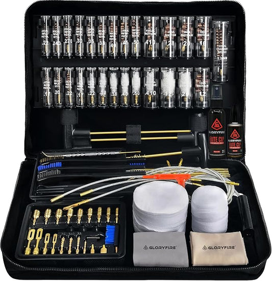 GLORYFIRE Gun Cleaning Kit Handgun Shotgun Pistol Cleaning Kit for All Guns with High-end Brass Brushes, Mops, Jags, Reinforced, Lengthened Rods and Gun Cleaning Snake&Ropes