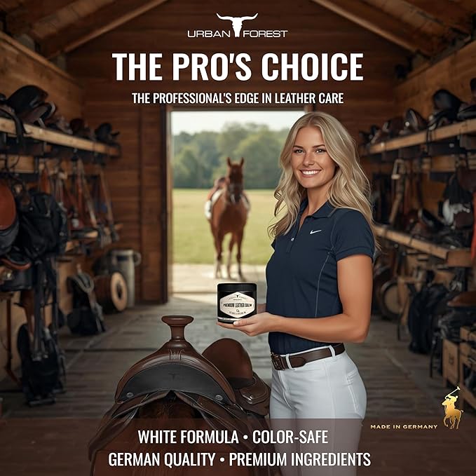 URBAN FOREST Leather Care Conditioner with real Beeswax & Avocado Oil 500 ml - Premium Waterproof Leather Balm for Car Seats, Furniture, Sofa, Couch, Bags, Shoes, Horse Tack, Saddles, Made in Germany