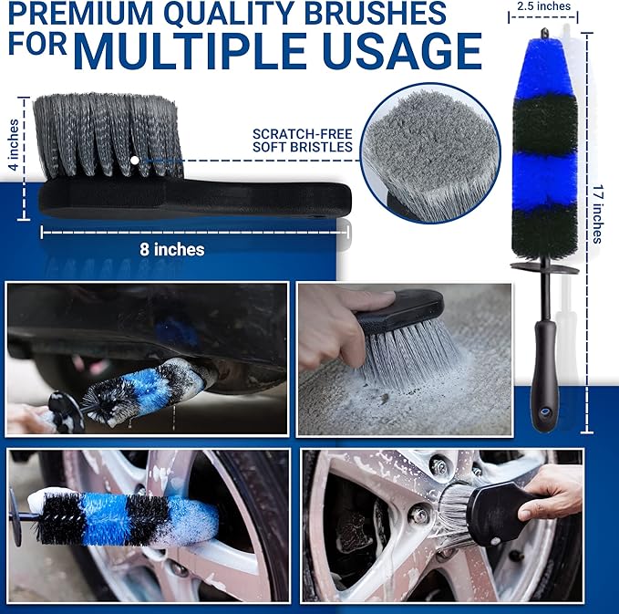 31pcs Car Detailing Kit Interior and Exterior Cleaner, Car Cleaning Kit with Professional Car Detailing Brush Set, Car Wash Kit and Auto Detailing Kit. Reusable, Perfect for Cars and Bikes
