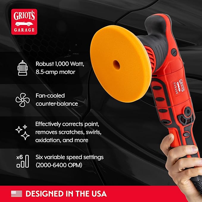 Griot's Garage G9 Random Orbital Polisher 10901 – 1000-Watt Dual Action Buffer for Car Detailing, Polishing, Waxing, Swirl and Scratch Removal – 6" Backing Plate, Variable Speed, Ergonomic Grip
