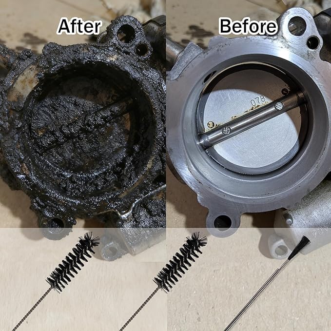 Intake Valve Carbon Cleaner Brush - 3pcs Engine Bay Cleaner Nylon Kit Carburetor Drill Cleaning Tools for Car Carb Deposit Combustion Chamber Cylinder 2 Style