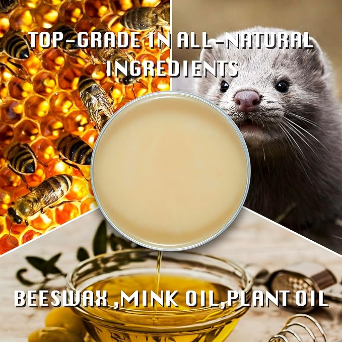 SALTY FISH All-Natural Leather Conditioner and Cleaner,Made with Mink Oil Beeswax,Protect Soften Waterproof Leather Furniture,Car Seats,Shoes,Boots,Bags (3.53 Oz with Sponge)