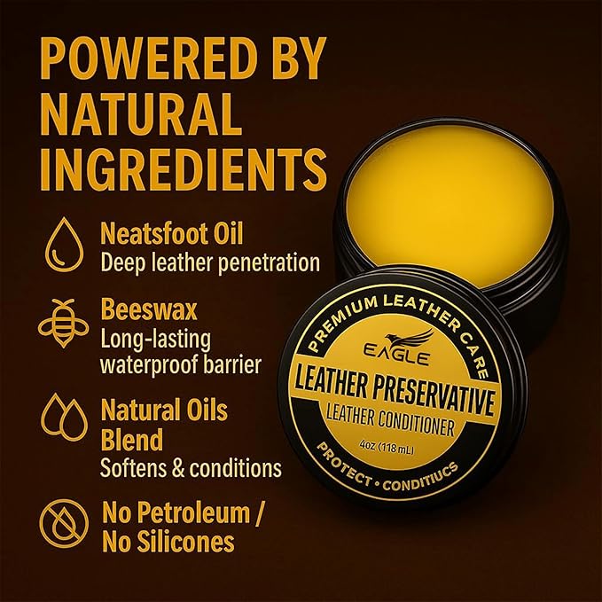 Eagle Heavy-Duty LP Leather Preservative – All Natural Neatsfoot Oil & Beeswax Conditioner for Boots, Saddles, Furniture, Jackets & Tack