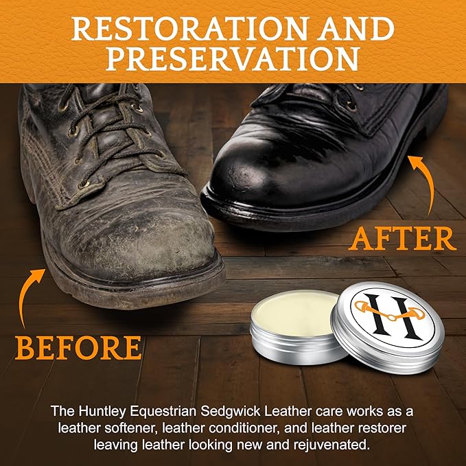 Huntley Equestrian Leather Cleaner and Conditioner, Shoe Cleaner, Sedgwick All Natural, Leather Care, Saddle Soap for Leather, Leather Softener (60 ML/ 2 OZ.)