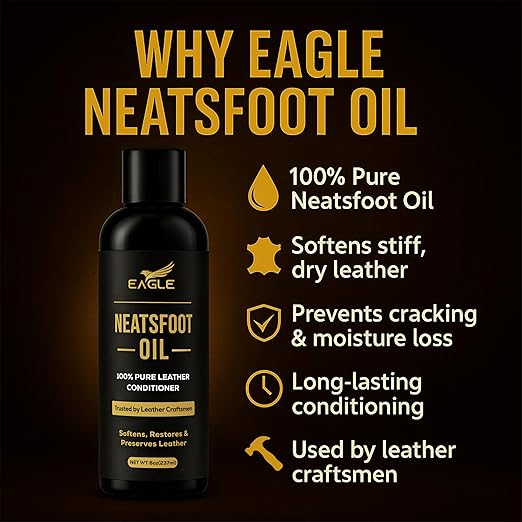 100% Pure Neatsfoot Oil – 250 mL Leather Conditioner & Restorer | Softens, Preserves & Protects Saddles, Boots, Bags & Leather Gear | Deep Conditioning Formula