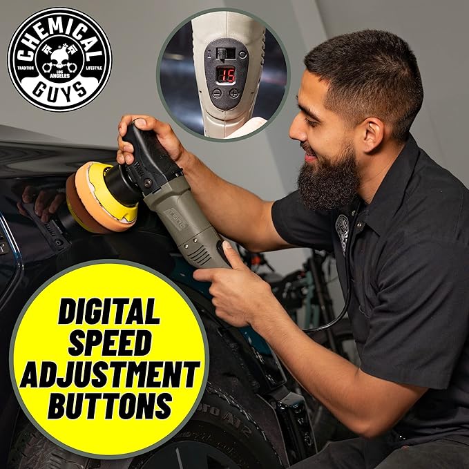 Chemical Guys 10FX Random Orbital Polisher Kit - 9-Piece Detailing Kit - Torqx Polisher, Pads, Polishes, and Compounds, 700W 8mm Orbit, Digital Display, Safe for Cars, Trucks, SUVs & More