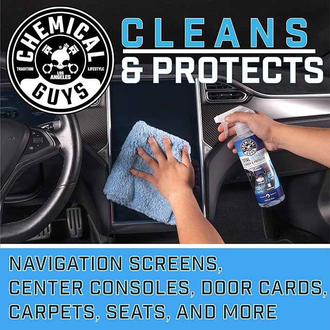 Chemical Guys Total Interior Cleaner & Protectant Interior Cleaner, Cleans & Protects Leather, Vinyl, Plastic, Rubber, Glass with a Streak-Free Finish — Cars, Trucks, SUVs, RVs, 16 oz