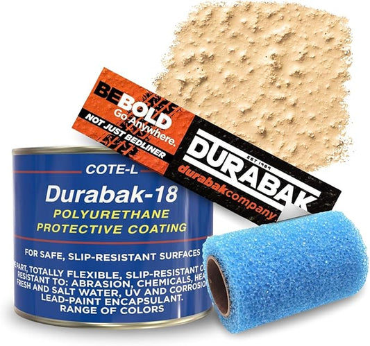 Durabak 18 Bed Liner KIT - Roll On Paint Coating | DIY Coat for Bedliner, Undercoating, Auto Body, Automotive Rust Proofing, Boat Repair | Textured Finish 16 Detailing Colors (Quart, Sand)