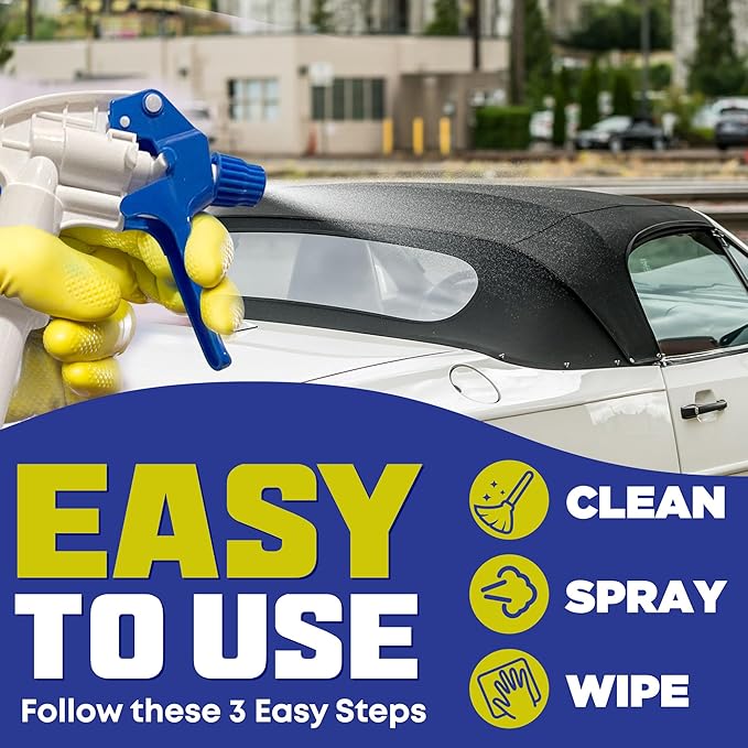 UV Protection Spray for Outdoor Surfaces – Helps Reduce Fading, Cracking, and Stains – Non-Greasy, Matte Finish – Includes Sprayer & Towel – Use on Vinyl, Plastic, Rubber, Artificial Plants