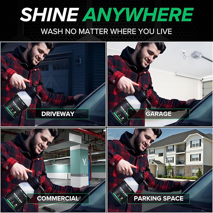 Waterless Car Wash Kit | Super Concentrated Rinseless Car Wash And Wax Formula With Non Foaming Detail Sprayer For Fast Car Detailing | Makes 16 Gal Of Ready To Use Waterless Wash And Wax