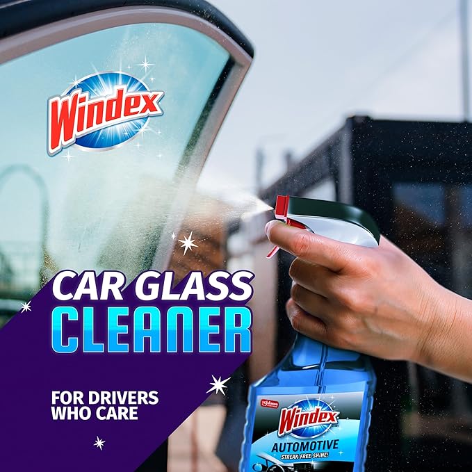 Windex Automotive Car Window and Glass Cleaner, Streak-Free Shine for Car Glass Exteriors, Tinted Windows, and Interior Electronics, 23 fl oz