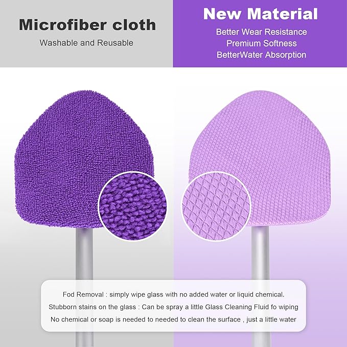 XINDELL Windshield Cleaner Tool – 24-inch Pink Car Interior&Exterior Window Cleaning Kit with Extendable Handle & 4 Microfiber Pads, Auto Wiper Brush for Car, Trucks, SUVs, RVs & Home -Gift for Women