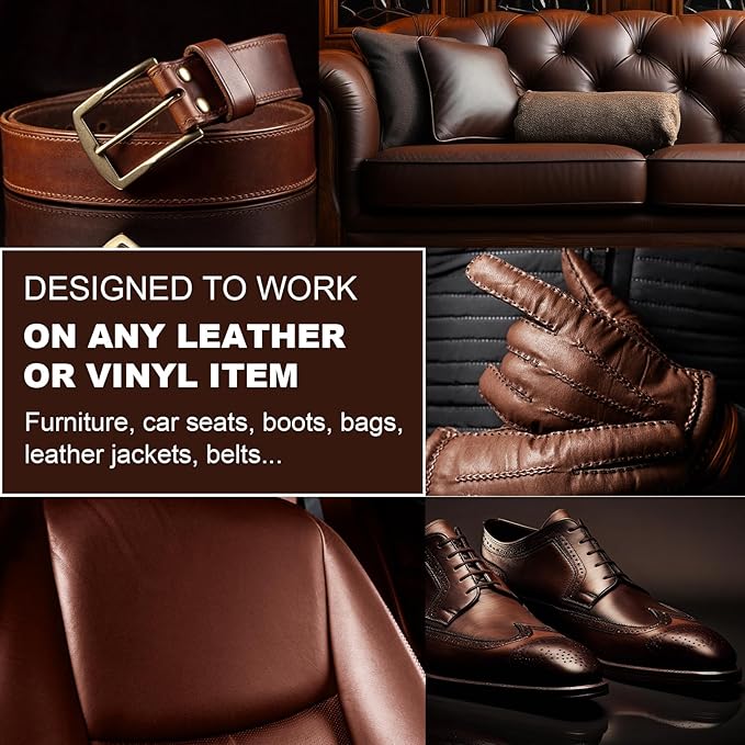 STARTSO WORLD Leather Recoloring Balm 12OZ- Gray Leather Repair Kit for Restore Furniture, Couches, Car Seats, Clothing, Restore The Color to Scratched and Faded