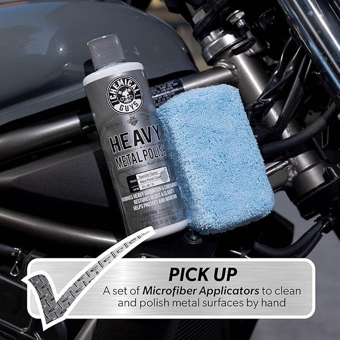Chemical Guys Heavy Metal Polish Restorer and Protectant - Cleans, Restores & Protects, Aluminum, Stainless Steel, Chrome Polish & More, Safe for Cars, Trucks, Motorcycles, RVs, and Boats - 16 oz