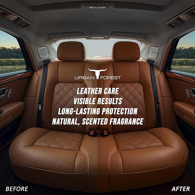 URBAN FOREST Leather Care Conditioner with real Beeswax & Avocado Oil 500 ml - Premium Waterproof Leather Balm for Car Seats, Furniture, Sofa, Couch, Bags, Shoes, Horse Tack, Saddles, Made in Germany