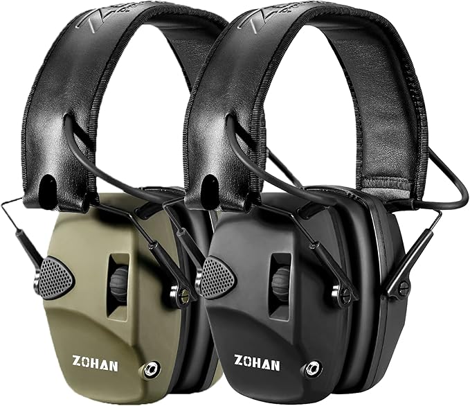 ZOHAN EM054 Electronic Shooting Ear Protection with 4X Sound Amplification 2 Pack,Slim Active Noise Reduction Earmuffs for Gun Range