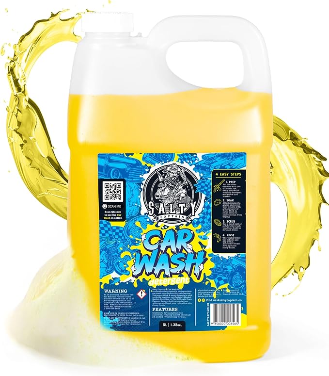 Salty Captain Car Wash Soap 1.32 Gallons – High-Foaming Car Shampoo for Foam Cannons, Guns or Bucket Washes – Anti-Rust Protection & Safe on All Surfaces – Premium Lab Tested Quality
