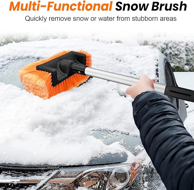 65" Five-Sided Car Wash Brush with Extension Pole, Car Wash 12" Dip Soft Five-Sided Brush, No Scratch Car Cleaning Brush Supplies for RV Boat Truck SUV, House Siding, Snow
