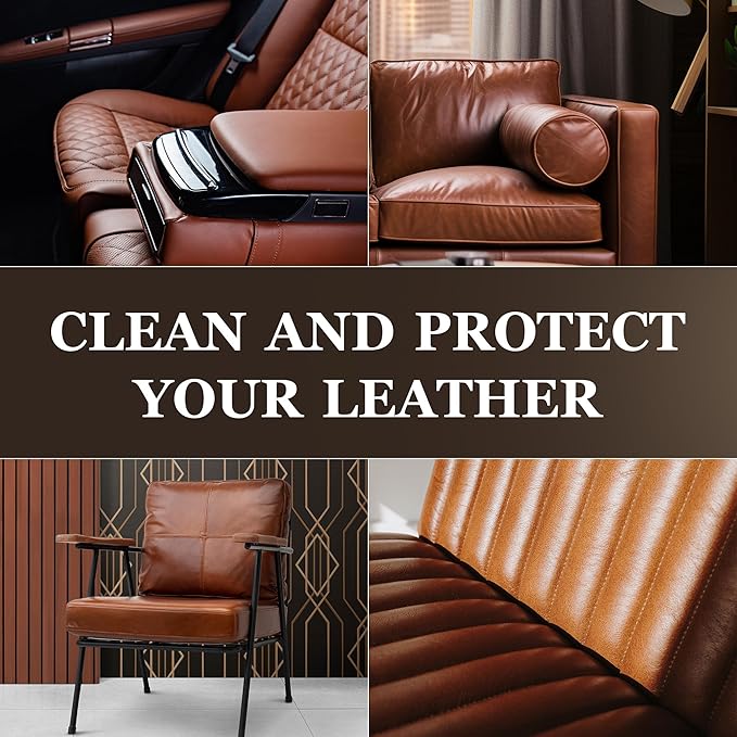 Leather Care System - Solvent-free Cleaner (8 oz / 250 Ml), Biodegradable Protector Cream (8 oz / 250 Ml) Including Cloth and Sponge Great for Type a and P Leather