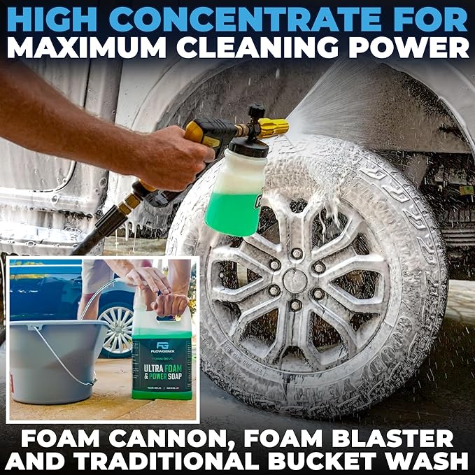 Ultra Foam & Power Foaming Car Wash Soap (16 oz) - Pressure Washer Foam Cannon Car Soap Shampoo - Made for Cars, Trucks, Motorcycles, RVs & More (Apple Scent) - Incl 2 Microfiber Towels