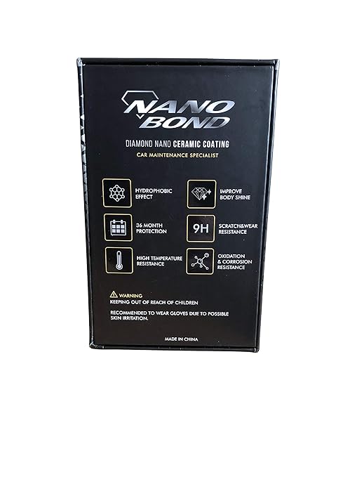 Nano Bond Ceramic Coating 9H PRO, Car, Plastic, Glass, and Wheel Exterior Care Product kit, Hydrophobic, Long Lasting Professional Care, High Gloss Paint Shine, Automotive Polishing Sio2, 60ML (60ML)