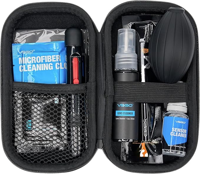 VSGO All-in-One Camera Cleaning Kit for Full Frame Sensor Cameras (24mm) Compatible with Canon, Nikon, Sony, Pentax & DSLR, Includes CMOS Swabs, Lens Pen, Air Blower & More (DKL-20F)