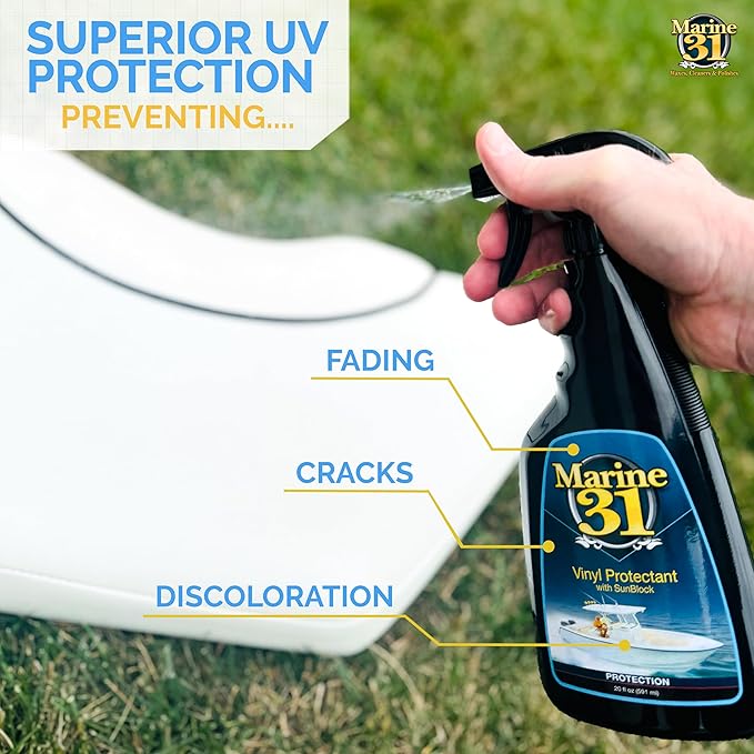 Marine 31 Vinyl Protectant with Sunblock | UV Protection for Interior & Exterior Vinyl | Clear Finish for Marine Surfaces | M31-432 | 128 oz