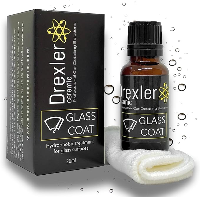 Glass Coating 20ml – Hydrophobic Ceramic Coat for Windshields & Windows | Water Repellent Protection for Glass Parts | Enhanced Visibility, Spotless Finish, Long-Lasting Shine