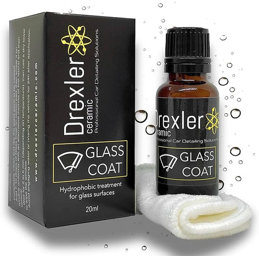 Glass Coating 20ml – Hydrophobic Ceramic Coat for Windshields & Windows | Water Repellent Protection for Glass Parts | Enhanced Visibility, Spotless Finish, Long-Lasting Shine