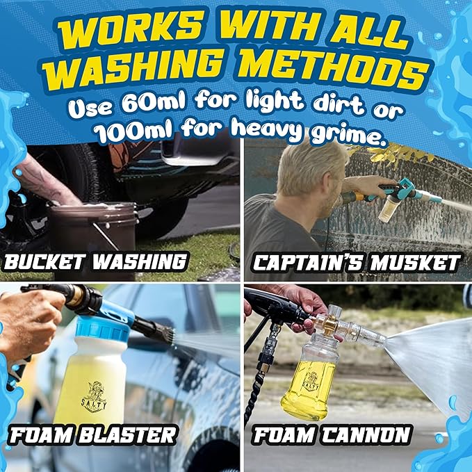 Salty Captain Car Wash Soap 1.32 Gallons – High-Foaming Car Shampoo for Foam Cannons, Guns or Bucket Washes – Anti-Rust Protection & Safe on All Surfaces – Premium Lab Tested Quality