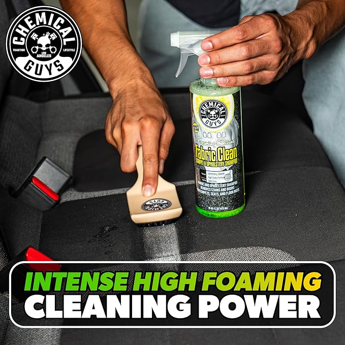 Chemical Guys Sprayable Citrus Fabric Clean Carpet & Upholstery Cleaner (Car Carpets, Seats & Floor Mats), 16 fl oz, Citrus Scent + Induro 7 Heavy Duty Nifty Interior Brush - HOL463