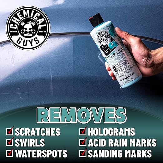 Chemical Guys C4 Clear Cut Correction Compound - Professional Paint Correction Polish for Cars, Trucks, SUVs, and RVs - Swirl, Hologram and Scratch Remover for a Smooth, Glossy Finish, 16 fl oz