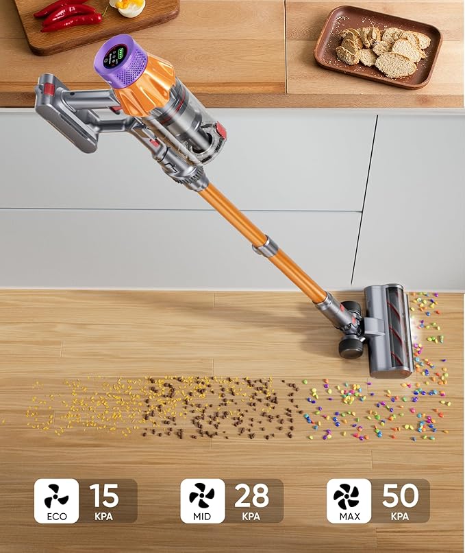 Cordless Vacuum Cleaner, 600W 50KPA 70Mins Vacuum Cleaners for Home,Stick Vacuum with Self-Standing ,Wall Mount Dock, 3.3Ft Hose,Aromatherapy, Household Vacuum for Pet Hair/Carpets/Hardwood（X7A Pro）