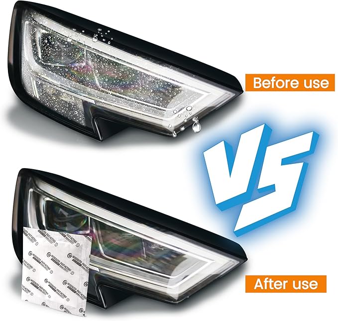 10 Packs 10 Gram Headlight Desiccant with Adhesive, High Absorption Anti-Fog Moisture Packs for Remove Moisture from Car Headlamp & Taillights, All Vehicle Lamps