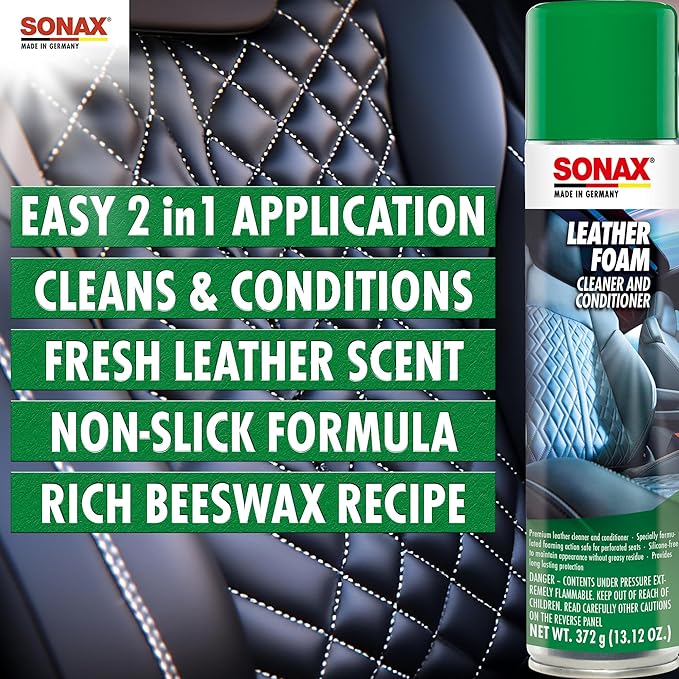 SONAX Premium Auto Interior Kit | 5-Piece Complete Interior Cleaning Set | Dashboard Cleaner, Leather Foam, Upholstery & Carpet Cleaner, Glass Cleaner & Dirt Eraser | Professional Car Detailing Kit