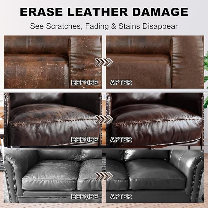 STARTSO WORLD Leather Recoloring Balm, Pine Green Leather Repair Kit for Furniture, Leather Dye, Leather Color Restorer for Couches, Leather Couch Paint | Repair, Restore & Renew Old, Faded Leather