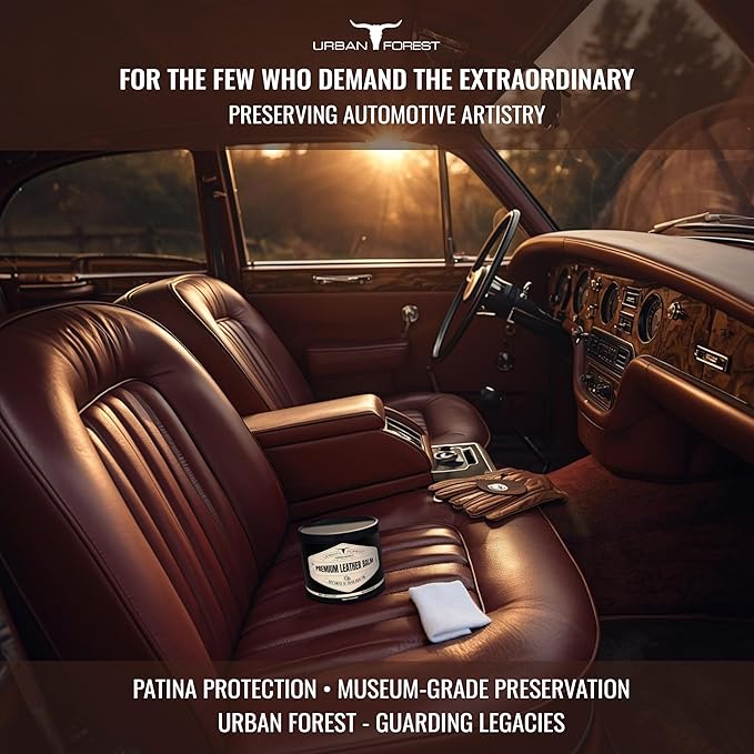 URBAN FOREST Leather Care Conditioner with real Beeswax & Avocado Oil 500 ml - Premium Waterproof Leather Balm for Car Seats, Furniture, Sofa, Couch, Bags, Shoes, Horse Tack, Saddles, Made in Germany