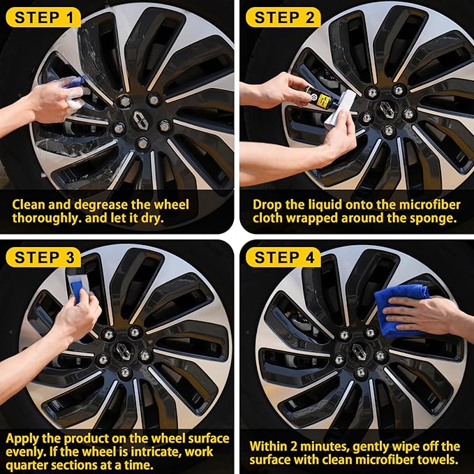 NADAMOO Wheel Rim Ceramic Coating 50ml，Hydrophobic Protection Gloss Finish Water and Dirt Repellent for Car Wheel - Self Cleaning - Repels Brake Dust - Deeper Shine