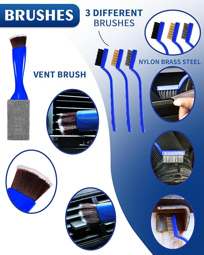 Car Cleaning Kit：40 Pcs Interior Windshield and Window Cleaner Detailing Set；Wheel & Tire Brush；Car Wash Mitt；Cleaning Bucket；Total Care Supplies；Towels；Automotive Tools