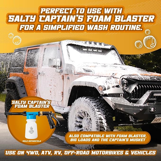 Salty Captain 4WD & RV Wash Detergent – Foaming Car Wash Soap for Foam Cannons, Foam Guns or Bucket Washes – Lab Tested Cleaner for Vehicles with Anti-Rust Protection & Safe on All Surfaces Formula