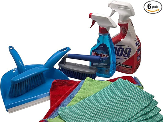 Dorm Room Multipurpose Cleaning Kit Value Pack with Formula 409 Multi-Surface Cleaner - Lemon Fresh, WINDEX Original Glass Cleaner & More