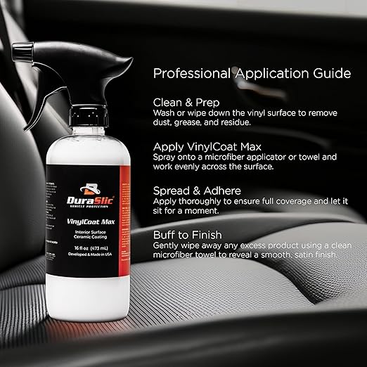 VinylCoat Max 16oz – Ceramic Vinyl & Plastic Coating for Car Interiors, Hydrophobic UV Protection, High Gloss Shine, Long-Lasting Finish, Easy Application, Made in USA