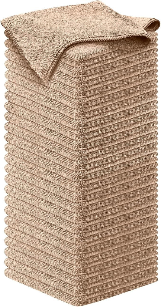 USANOOKS Microfiber Cleaning Cloth - Beige - 50Pcs (12.5x12.5 inch) High Performance - 1200 Washes, Ultra Absorbent Car Towel Traps Grime & Liquid for Streak-Free Mirror Shine - car Washing Cloth