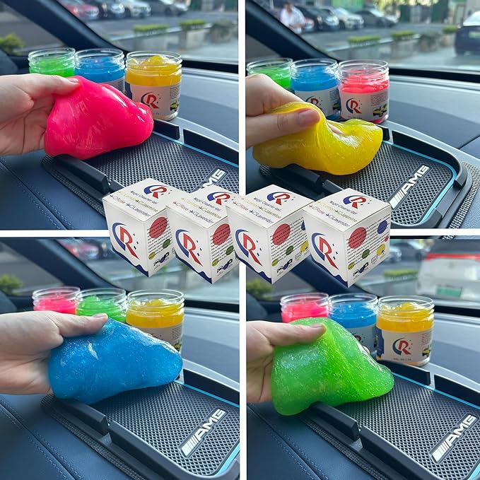 12-Pack Car Cleaning Gels Car Interior Cleaner Putty Slime Auto Detailing Tools Universal Dust Removal Cleaning Kit for Car Accessories Vents 3C Office Four Scented