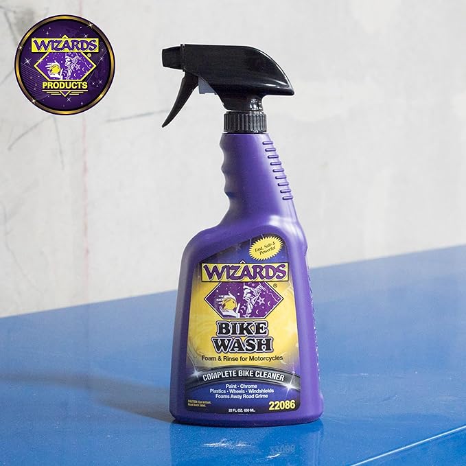 Wizards Bike Wash - Cleaner For Motorcycle Washing Kit- Quick Detailer for Bike with Bug Remover - For Your Motorcycle Accessories and Detail Kit - 22 oz