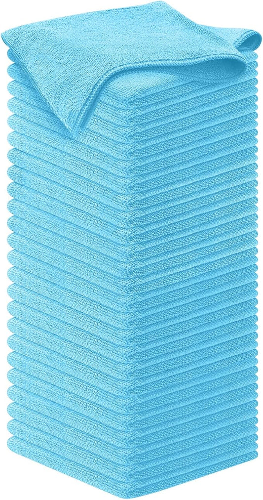 USANOOKS Microfiber Cleaning Cloth - Turq - 50Pcs (12.5x12.5 inch) High Performance - 1200 Washes, Ultra Absorbent Car Towel Traps Grime & Liquid for Streak-Free Mirror Shine - car Washing Cloth