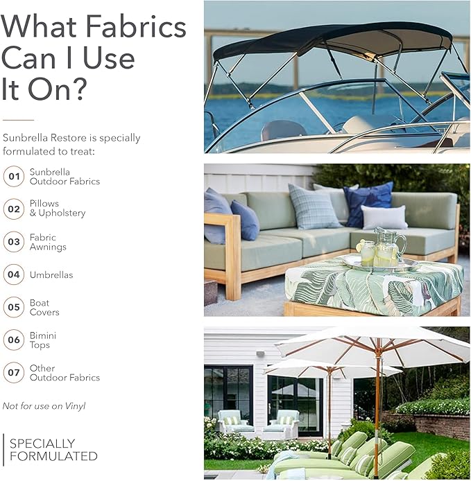 Sunbrella Restore Fabric Protector | Water-Repellent Spray for Outdoor Fabrics | Easy Use, Non-PFAS | Protect & Restore Upholstery | 16 fl oz