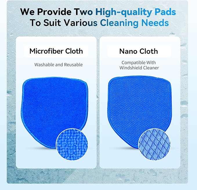 XINDELL Windshield Cleaner Tool, Car Interior Glass Cleaning Kit with 360° Rotating Head and Extendable Handle, Reusable Microfiber Pads, Auto Detailing Windshield Cleaning Tool for Cars Trucks - Blue